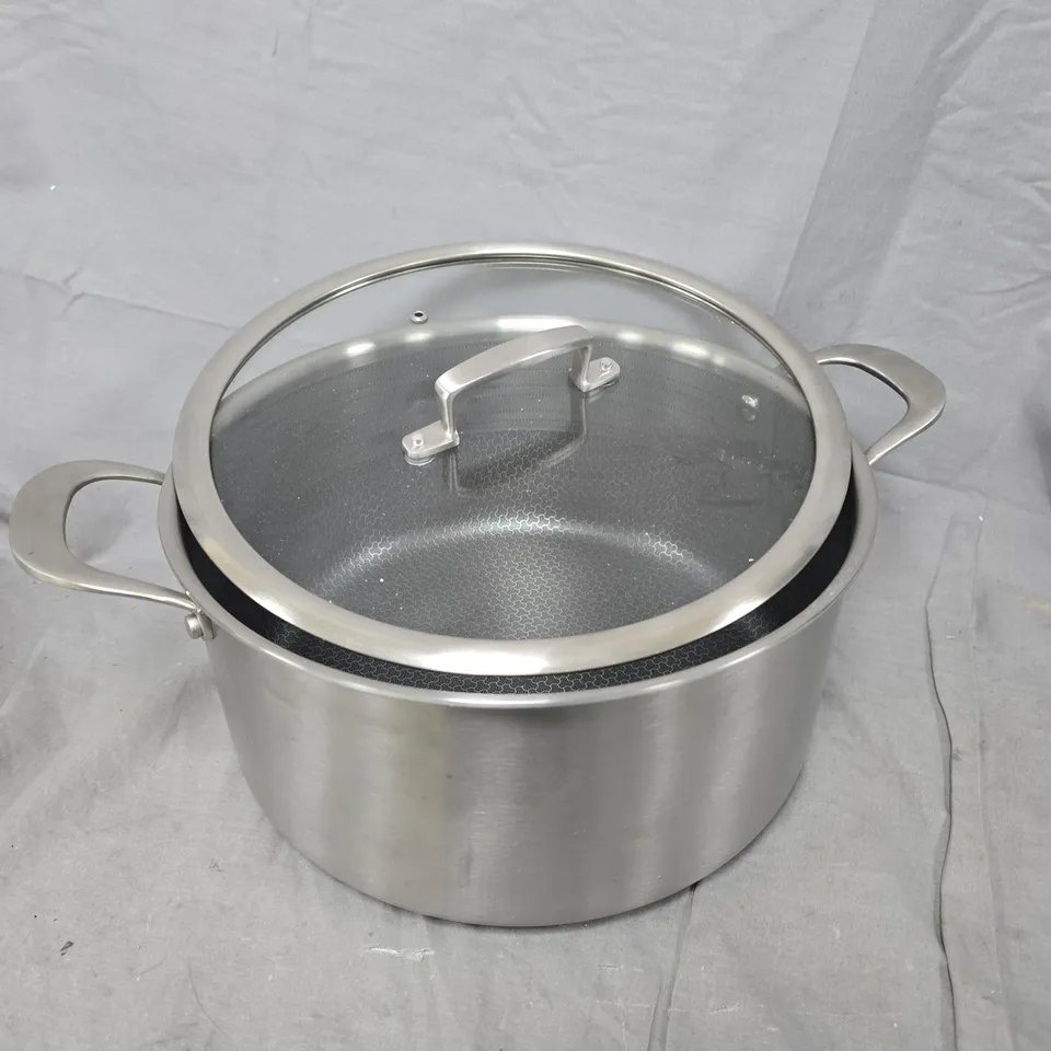 STAINLESS STEEL STOCK POT WITH GLASS LID – DOUBLE-HANDLED