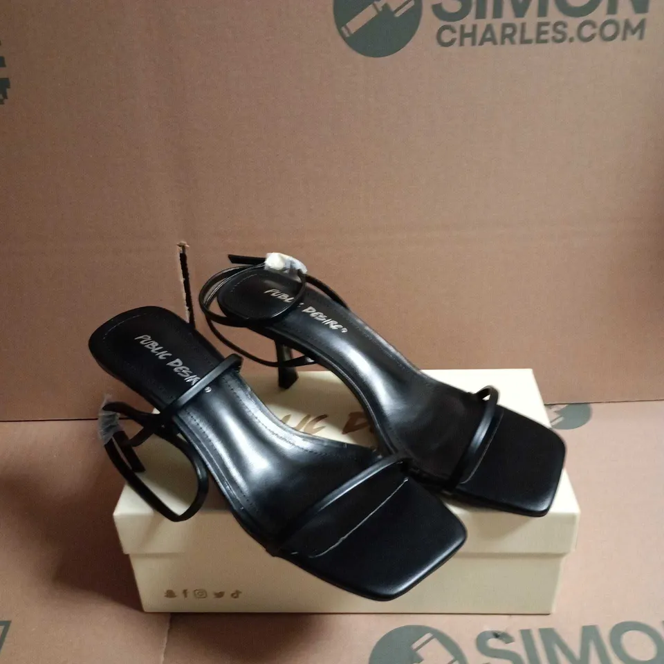 PUBLIC DESIRE BLACK STRAPPY HEELED SANDALS – WOMEN'S SHOES SIZE 6