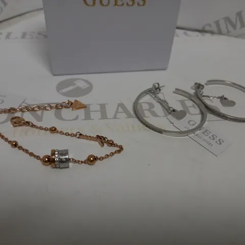 GUESS ROUND HARMONY BRACELET + HEART TO HEART EARRINGS