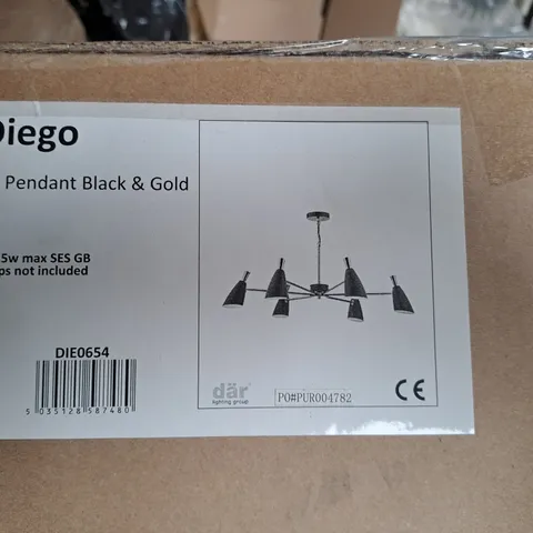 6LT PENDANT BLACK AND GOLD 