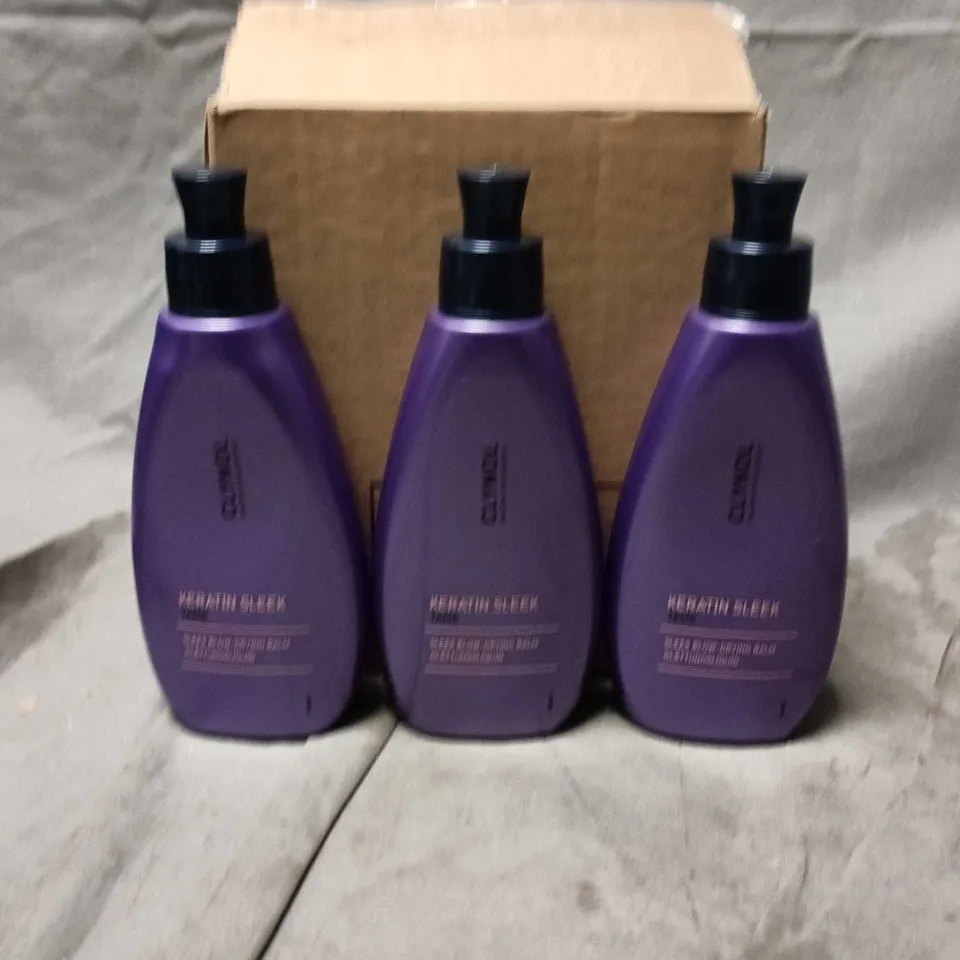 LOT OF 15 6-PACKS OF CLYNOL KERATIN SLEEK 150ML BLOW DRYING SERUMS - TOTAL 90 ITEMS