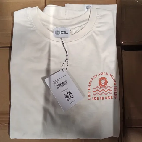 BOX OF BRASS MONKEY T-SHIRTS - OFF WHITE SIZE XL APPROXIMATELY 11