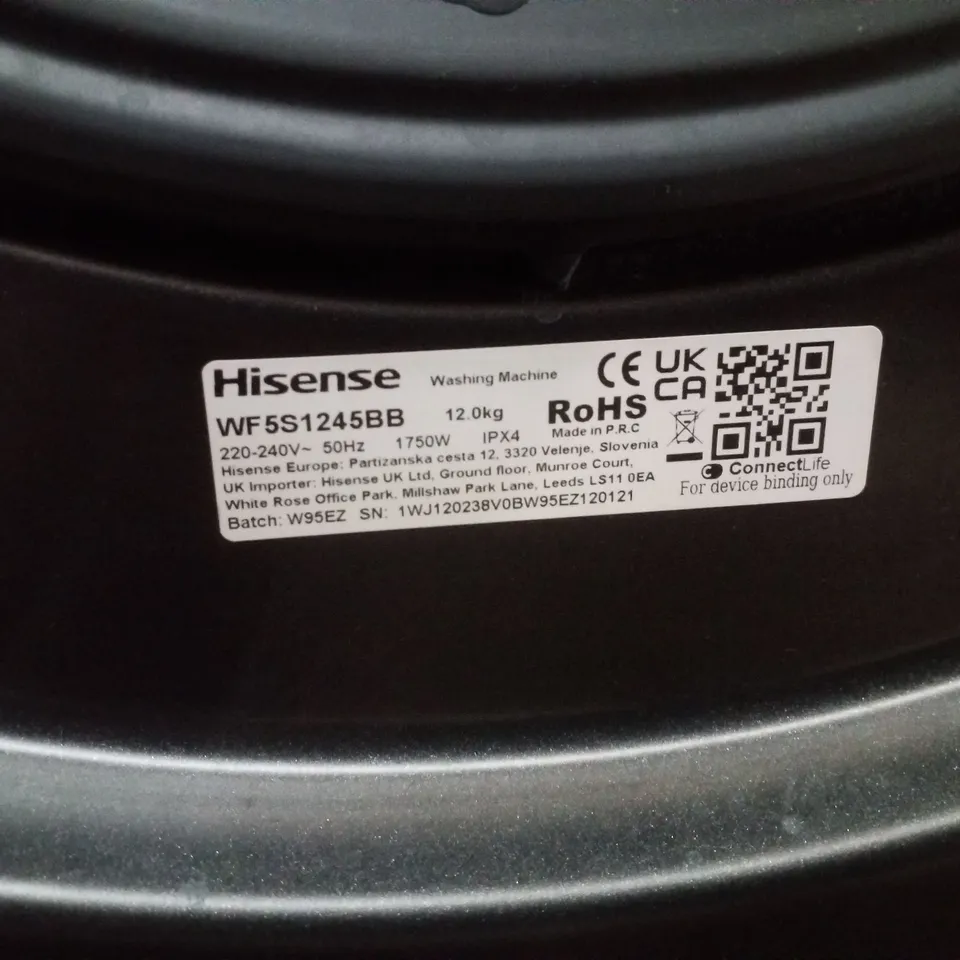 HISENSE WF5S1245BB 12KG 1400 SPIN WASHING MACHINE - BLACK