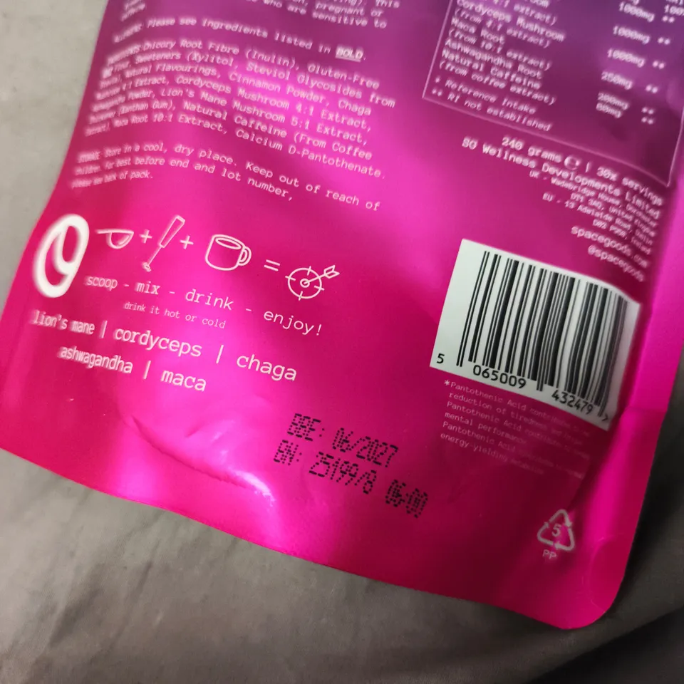 SPACEGOODS RAINBOW DUST MUSHROOM + ADAPTOGEN SUPER BLEND – VANILLA CINNAMON FLAVOUR, 240 G