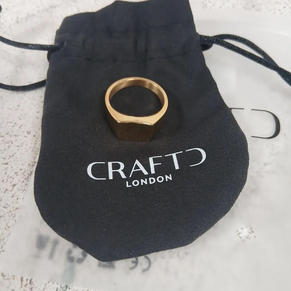 CRAFTD LONDON GOLD-TONE SIGNET RING