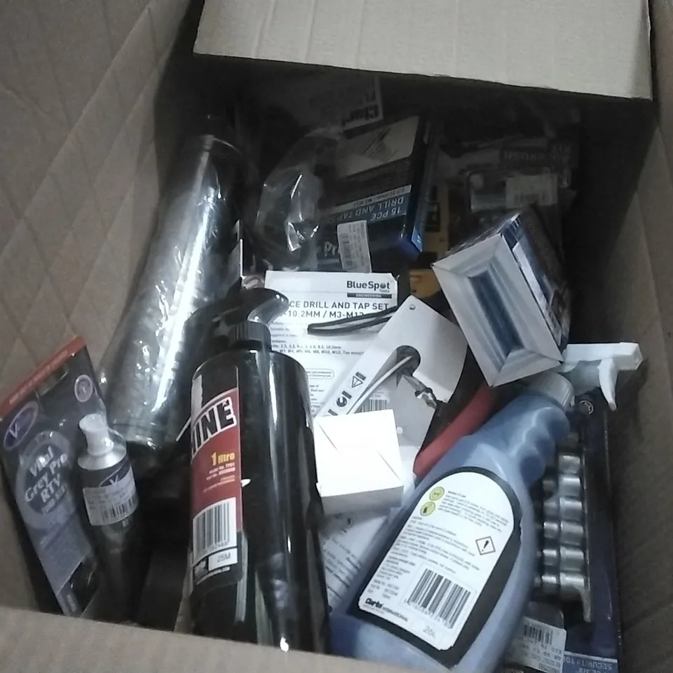 BOX OF ASSORTED TOOLS SUPPLIES TO INCLUDE;CLARKE REPAIR KIT,TORX SET,CUTTING FLUID,ETC