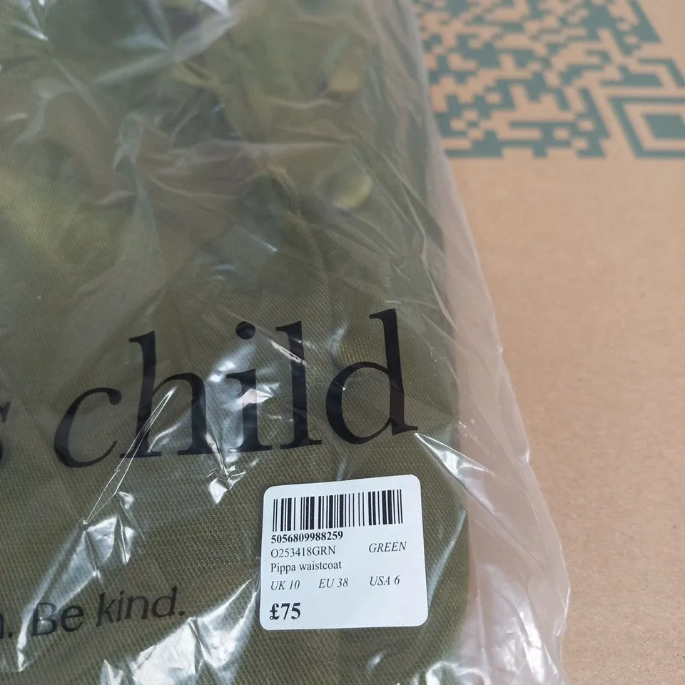 NOBODY'S CHILD PIPPA WAISTCOAT – GREEN, UK 10 (EU 38)