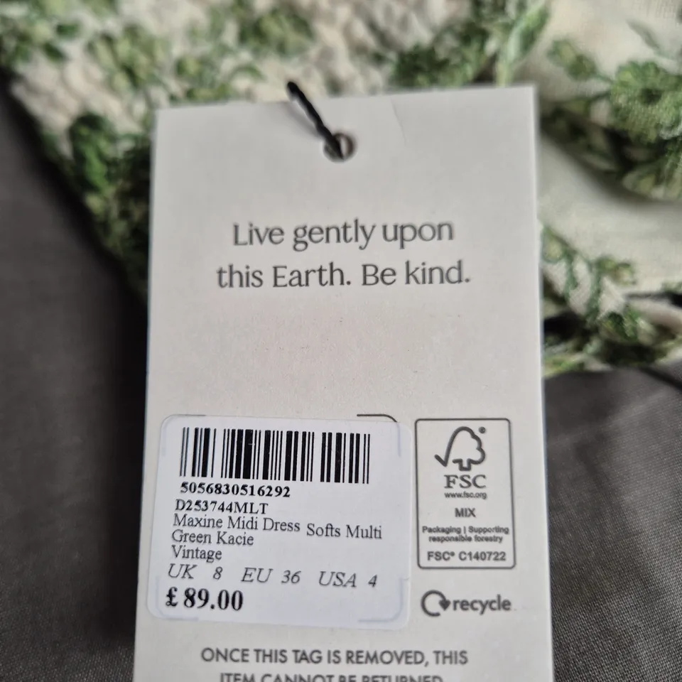 NOBODY'S CHILD MAXINE MIDI DRESS – GREEN FLORAL, UK 8