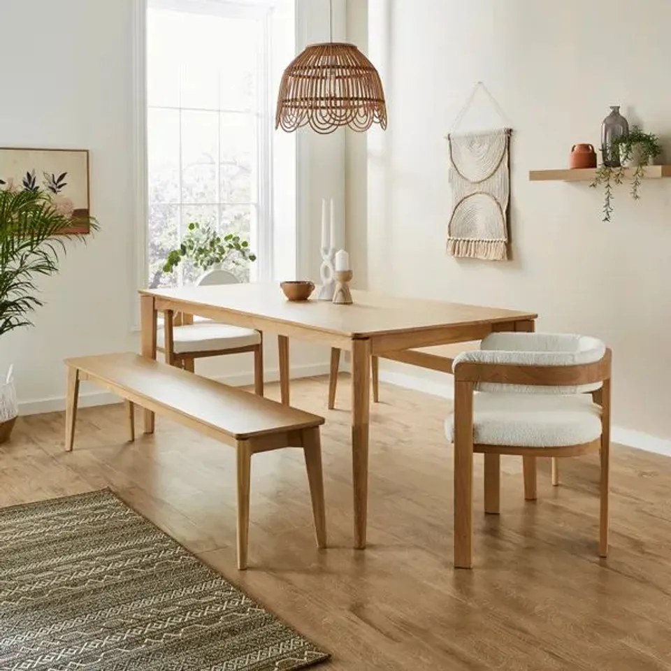 BOXED HUDSON 2-3 SEATER DINING BENCH, MODERN OAK (1 BOX)