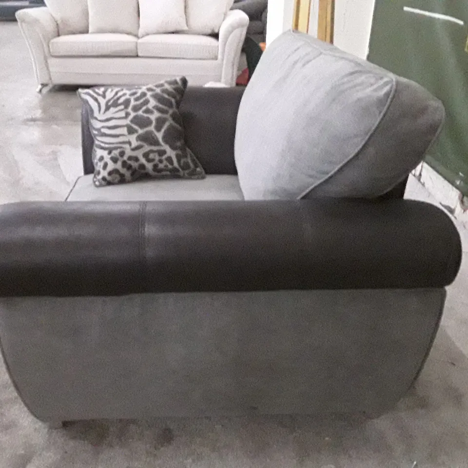 QUALITY DESIGNER ARMCHAIR - GREY/BLACK FABRIC 