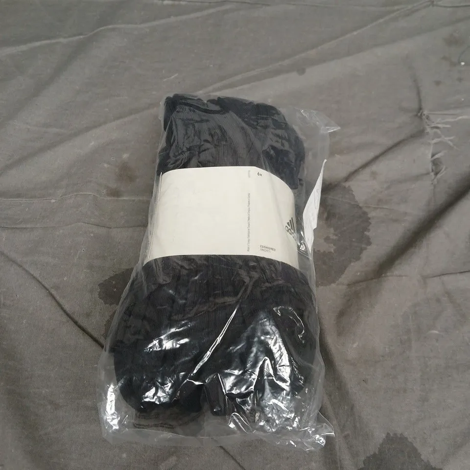 ADIDAS 6PACK CUSHIONED CREW SOCKS IN BLACK SIZE XL/11-12.5