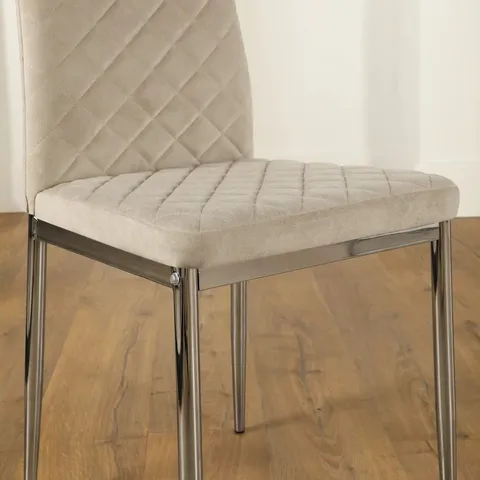 BOXED RENZO DINING CHAIR, CHAMPAGNE CLASSIC VELVET & CHROME (1 BOX)