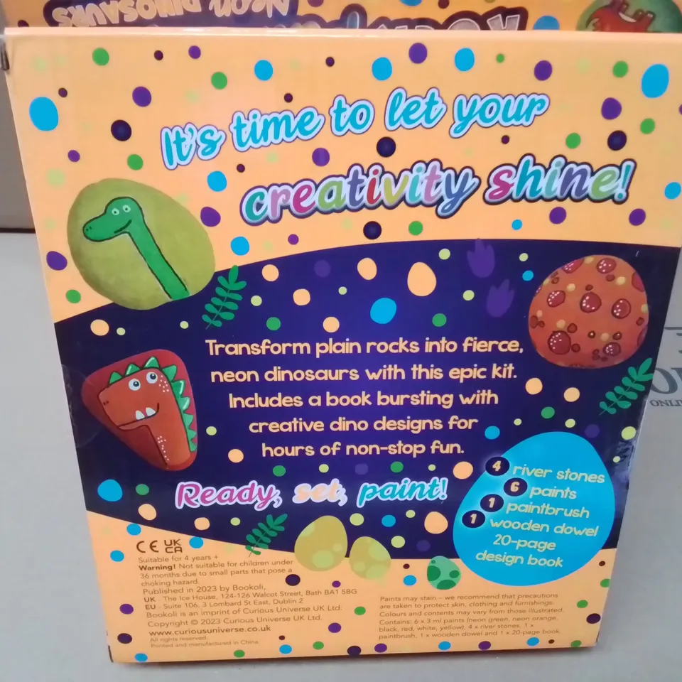 LOT OF 8 BRAND NEW NEON DINOSAUR ROCK PAINTING SETS