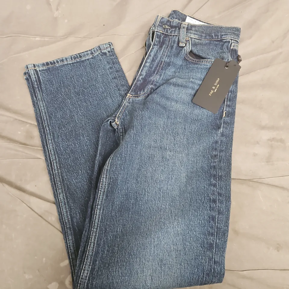 RAG & BONE HARLOW MR FULL STRAIGHT JEANS IN BLUE - SIZE 24