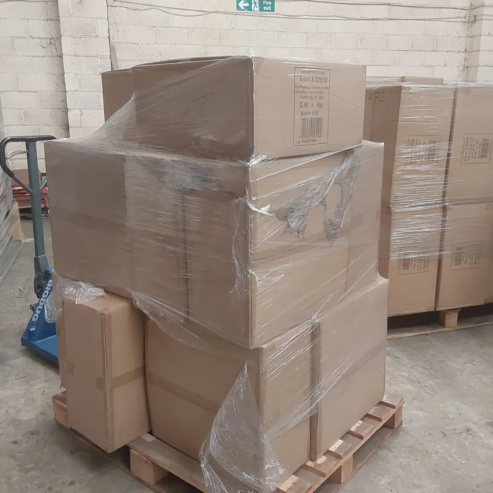 PALLET CONTAINING APPROXIMATELY 45 EURO PLUG ANGUS GEOMETRIC BRUSHED CHROME BASE TABLE LAMP WHITE