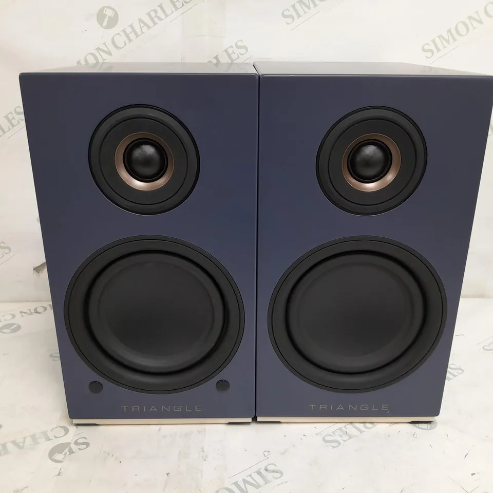 BOXED TRIANGLE AIO TWIN WIRELESS & WIFI SPEAKERS IN BLUE