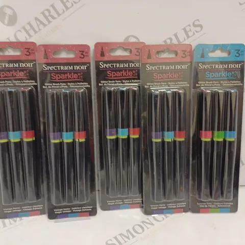 LOT OF 5 3-PACKS OF SPECTRUM NOIR SPARKLE GLITTER BRUSH PENS