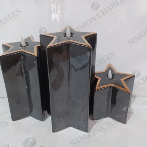 HOME REFLECTIONS CERAMIC STAR PRE-LIT CANDLES
