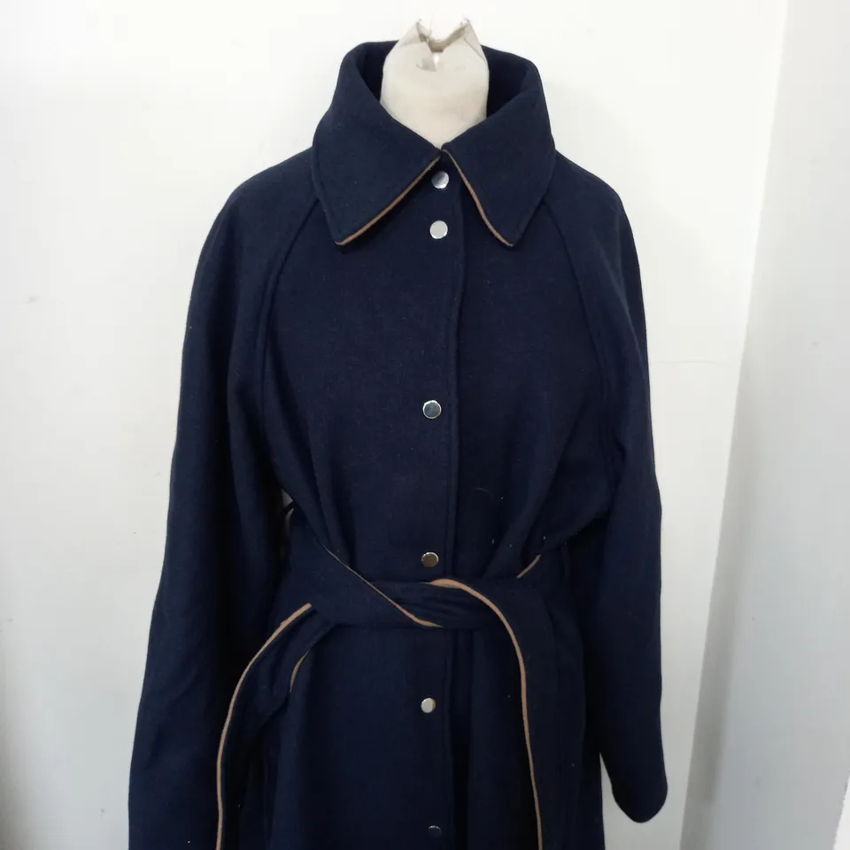 WALLIS WOOL BELTED CHAIN DETAIL LONGLINE COAT SIZE M