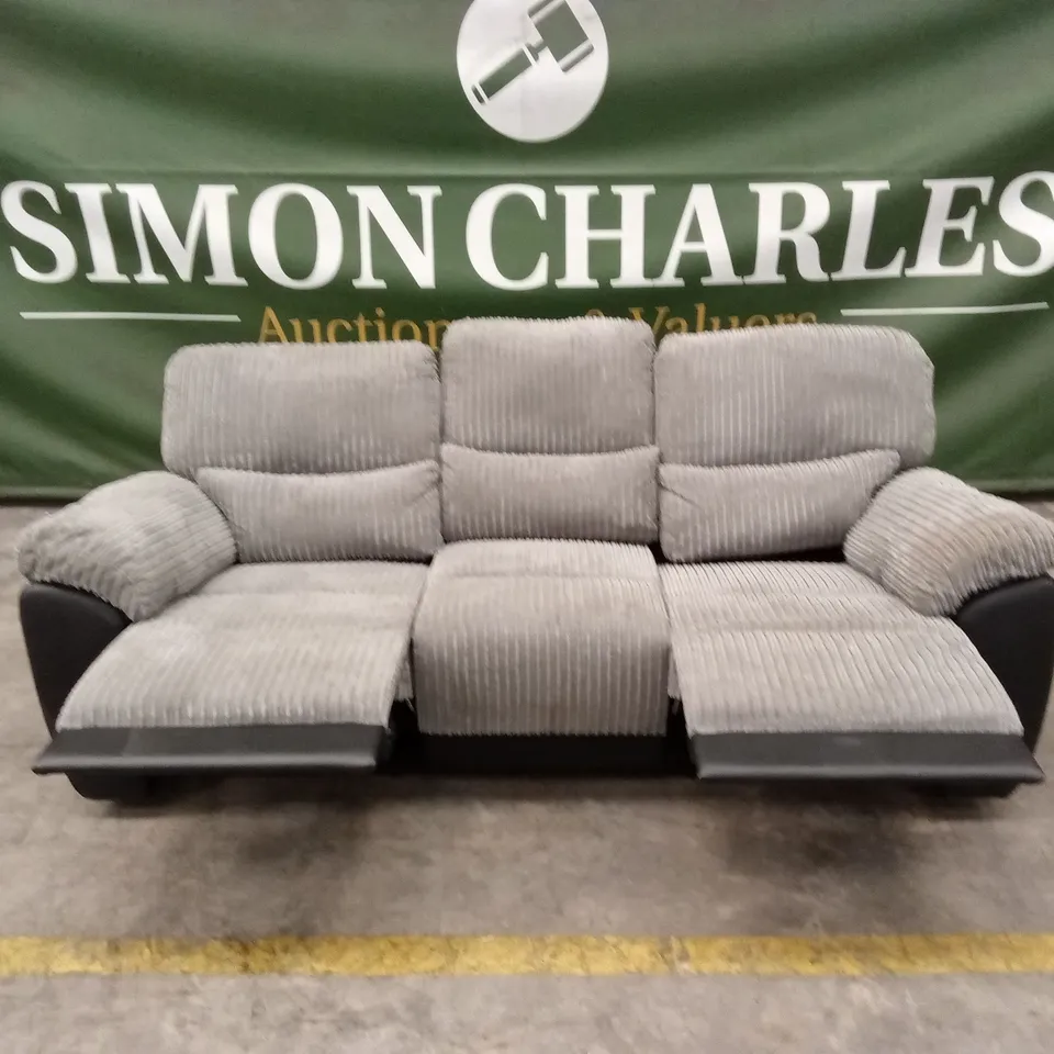 SIENNA FABRIC/FAUX LEATHER HIGH BACK 3 SEATER RECLINER SOFA RRP £849