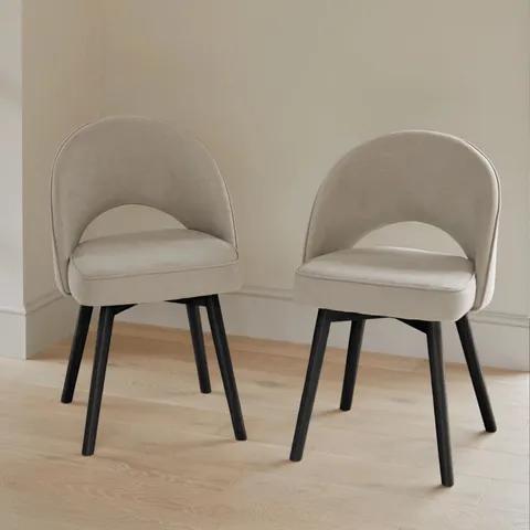 BOXED DINING CHAIRS (SET OF 2) - BEIGE/BLACK LEGS (1 BOX)
