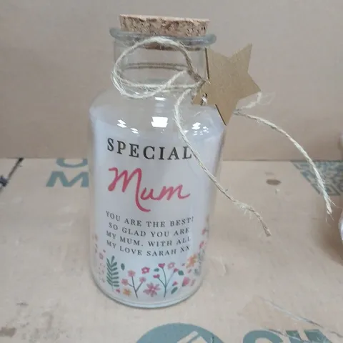 SPECIAL MUM PERSONALISED FLORAL LED GLASS JAR