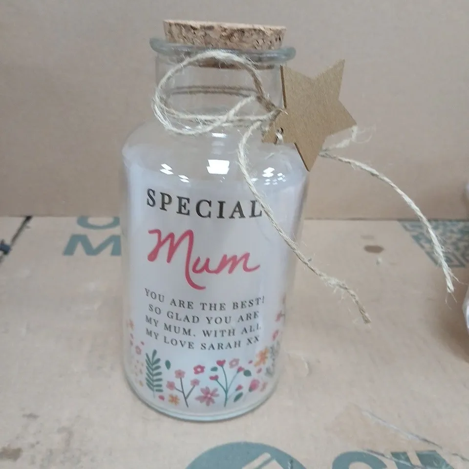SPECIAL MUM PERSONALISED FLORAL LED GLASS JAR
