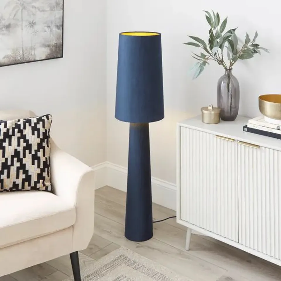 BOXED NESA VELVET FLOOR LAMP - NAVY