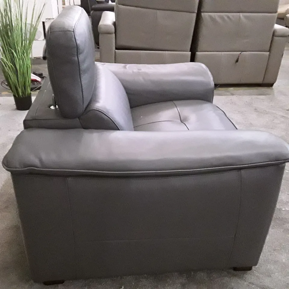 QUALITY ITALIAN DESIGNER AURELIA ARMCHAIR - GREY LEATHER