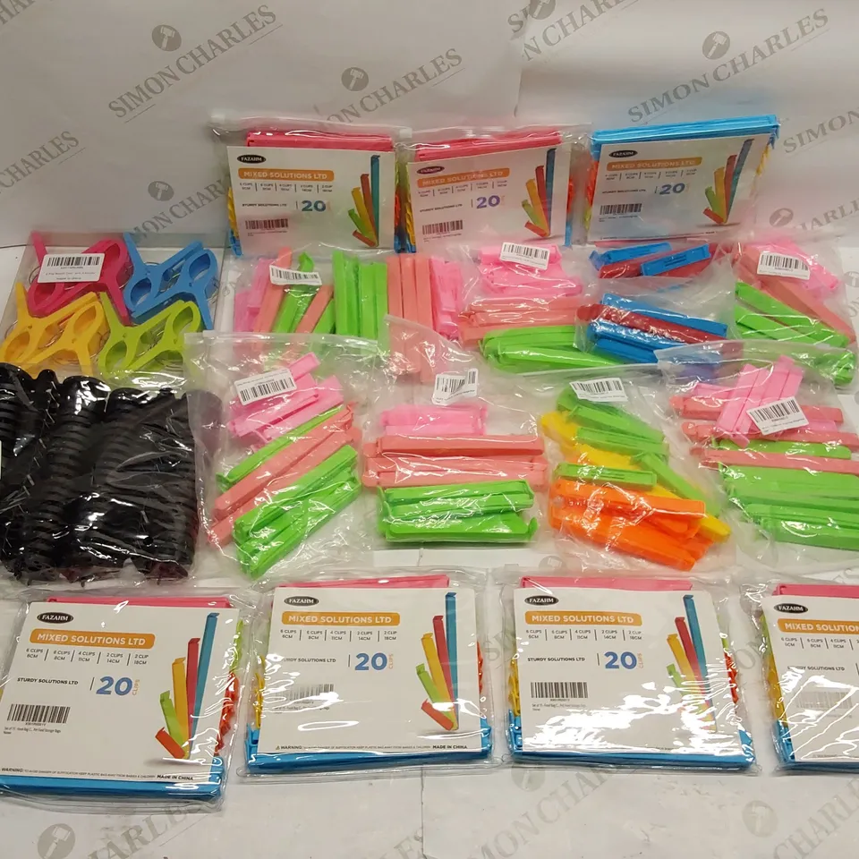 BOX OF APPROXIMATELY 18 BRAND NEW ASSORTED STORAGE CLIPS TO INCLUDE;
