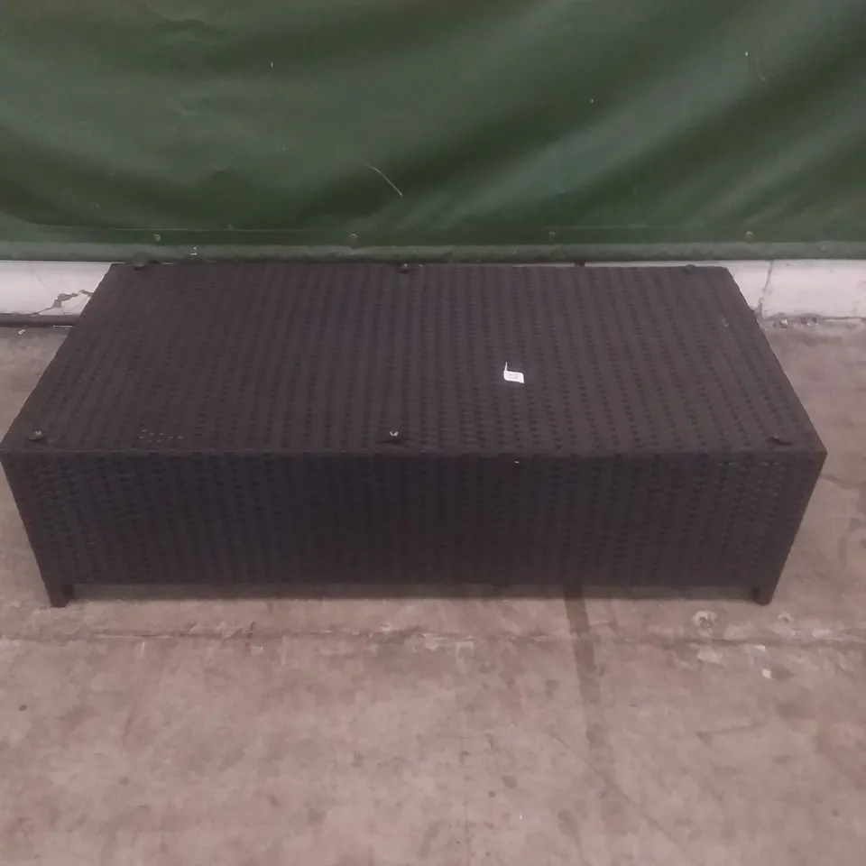 RATTAN EFFECT GARDEN COFFEE TABLE BLACK