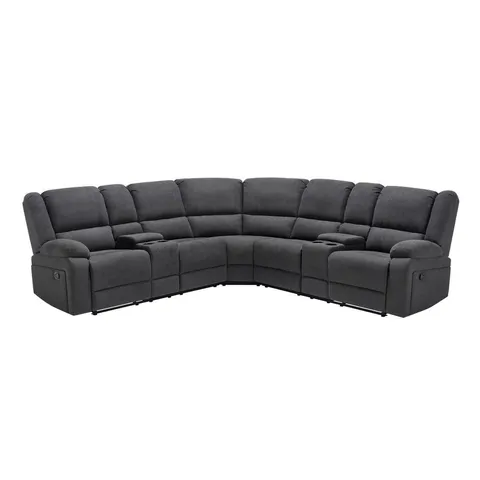 BOXED PRAGA CORNER FABRIC RECLINER SOFA - DARK GREY (3 BOXES)
