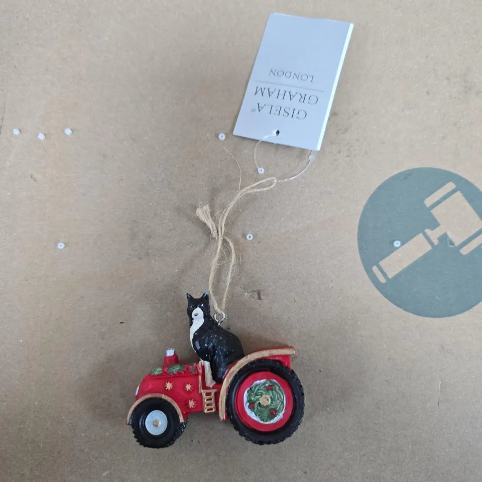 BOX OF APPROXIMATELY 12 GISELA GRAHAM DOG IN A TRACTOR HANGING TREE DECORATIONS