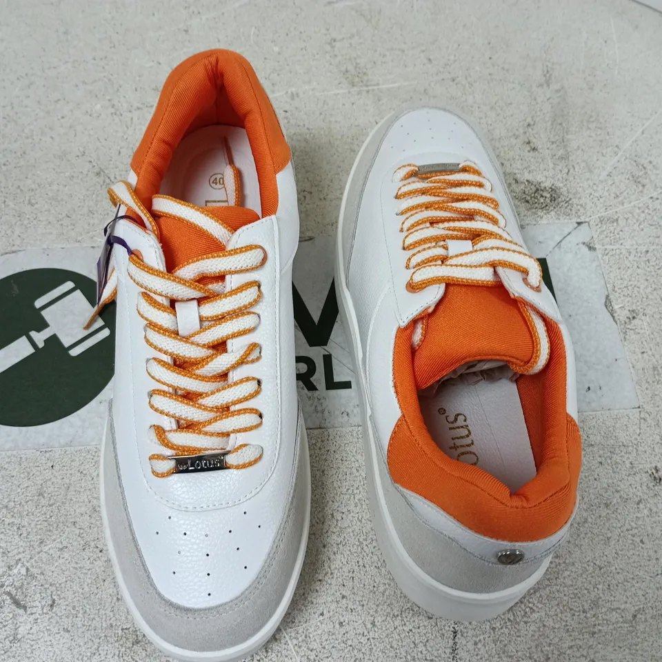 BOXED PAIR OF LOTUS PALMIRA SHOES IN WHITE/ORANGE - EU 39