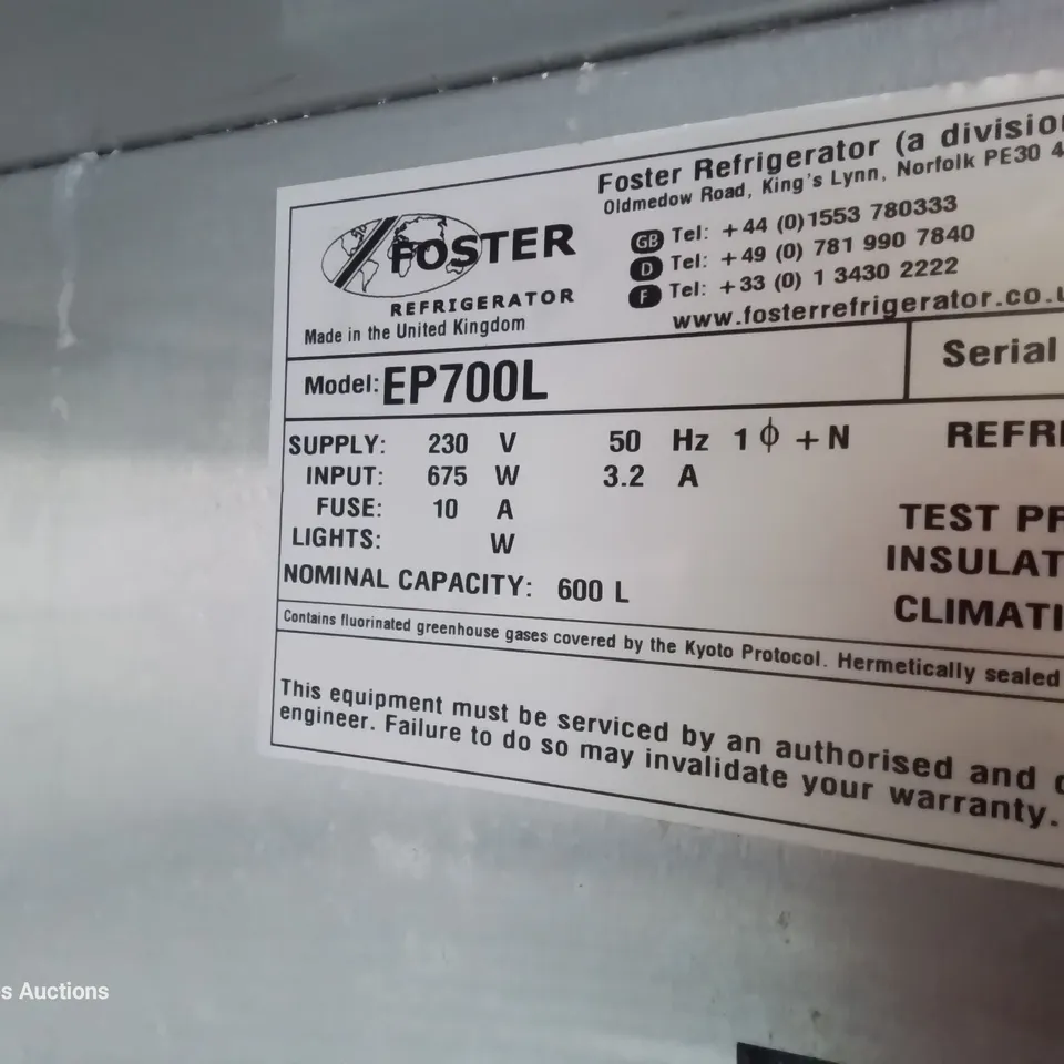 FOSTER ECO PRO G2 TALL SINGLE DOOR FRIDGE Model EP700L