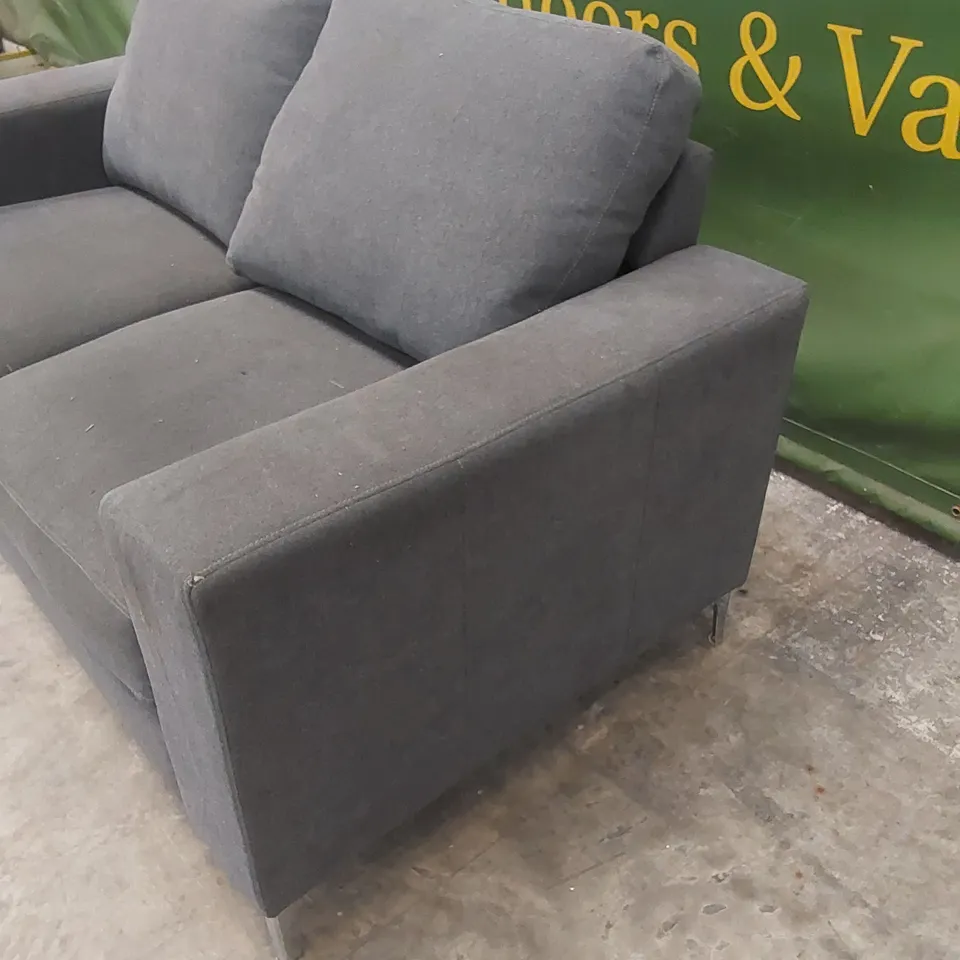 BALTIMORE SLATE GREY PLUSH FABRIC 2 SEATER SOFA 