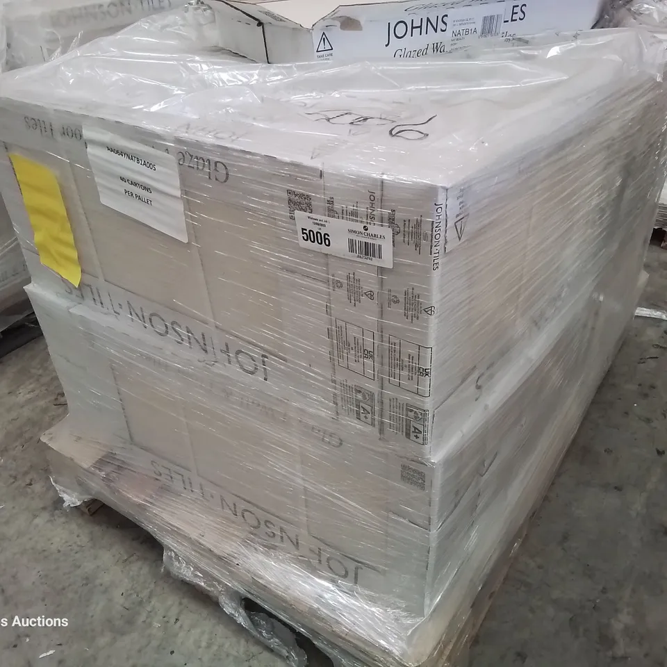 PALLET OF 40 × 5 PACKS OF JOHNSONS BRAND NEW NATURAL BEAUTY IVORY TILES EACH 597 × 297 × 10mm 