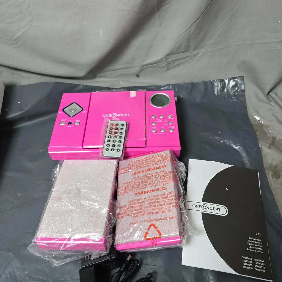 ONECONCEPT MG3-V12 PINK CD/MP3 RADIO PLAYER WITH REMOTE