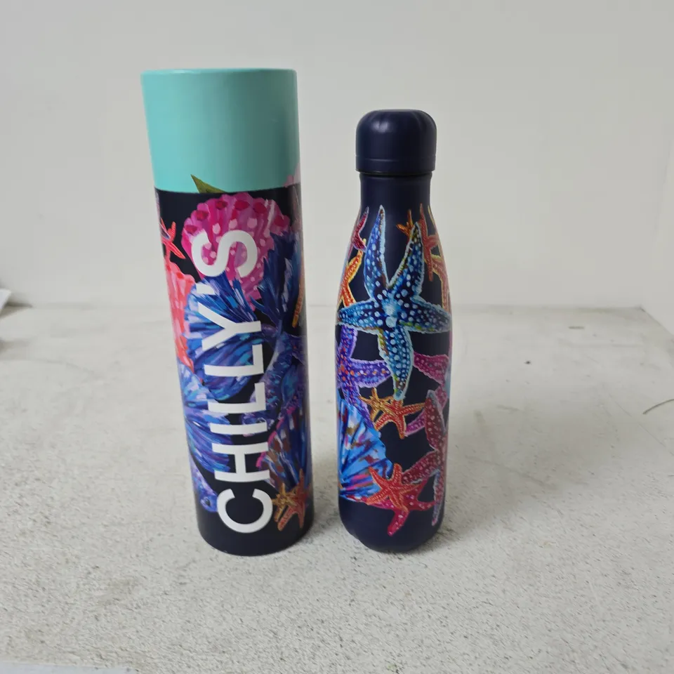CHILLY'S STAINLESS STEEL WATER BOTTLE – CORAL REEF PRINT