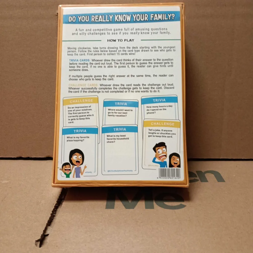 DO YOU REALLY KNOW YOUR FAMILY? TRIVIA CARD GAME