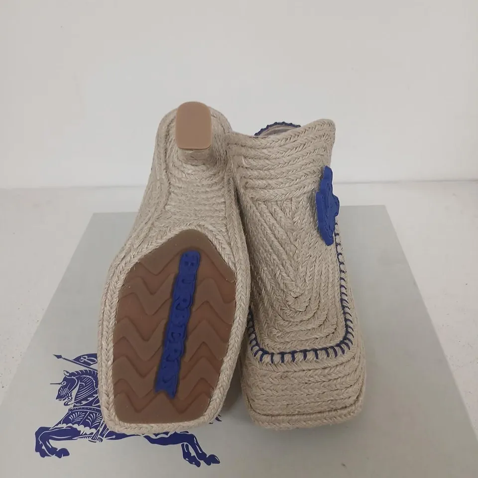 BURBERRY HEELED ESPADRILLE – NATURAL ROPE, EUR 38 (UK 5)