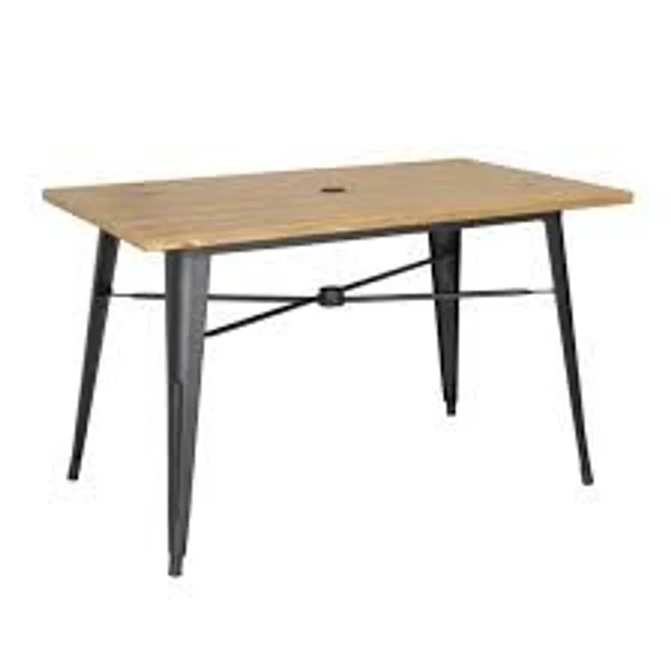BRAND NEW BOXED BOLERO COMPLETE OUTDOOR TABLE - 120 X 76 X 75CM, LIGHT WOOD EFFECT