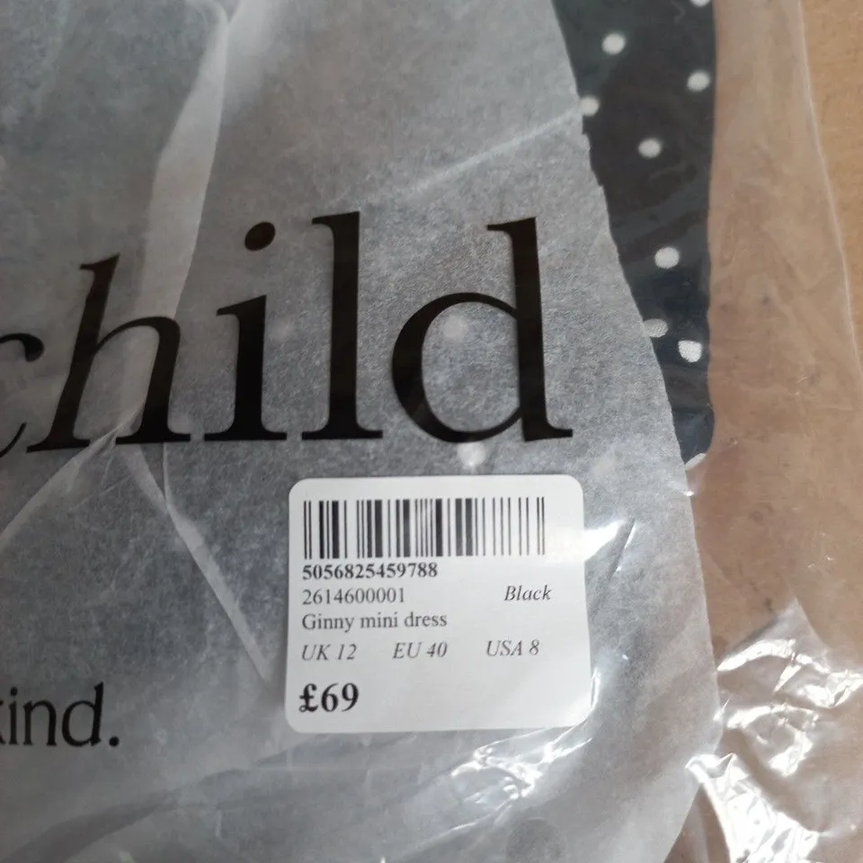 NOBODY'S CHILD GINNY MINI DRESS – UK 12 (EU 40, USA 8) NAVY POLKA DOT