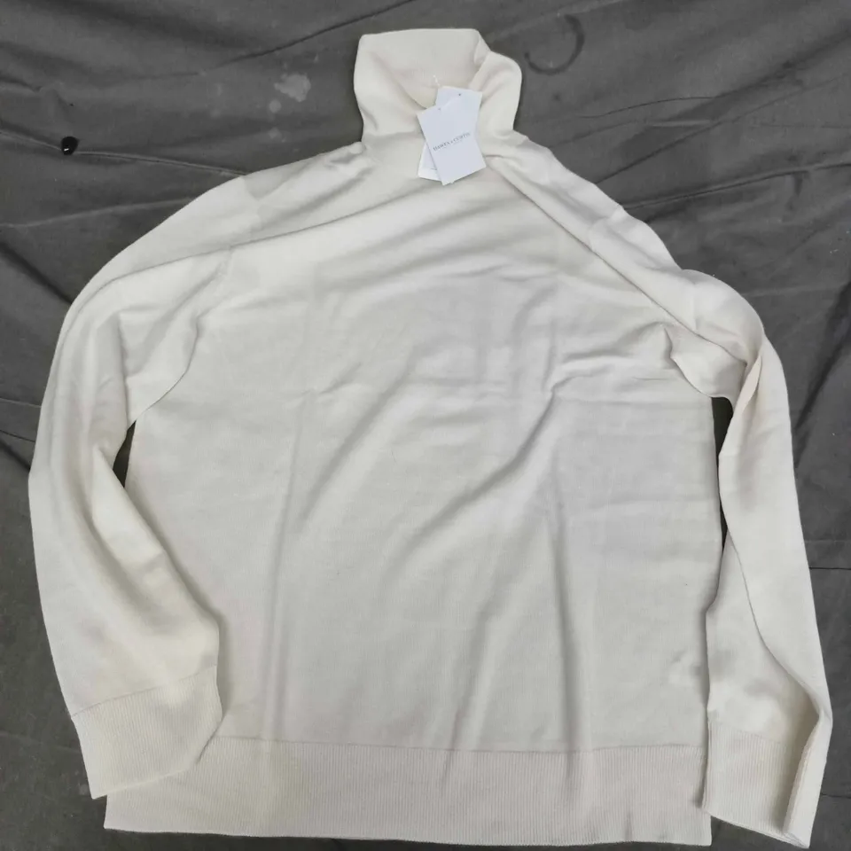 HAWES & CURTIS CREAM KNIT JUMPER, SIZE L