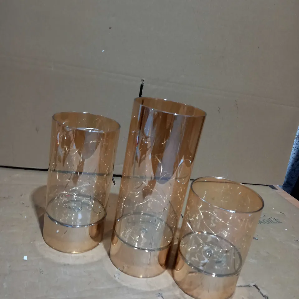 BUNDLEBERRY BY AMANDA HOLDEN SET OF WIRE LIGHT GLASS CYLINDER LANTERNS