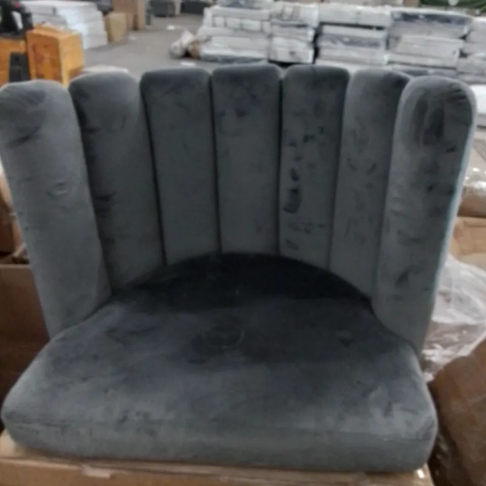 BOXED GREY VELVET SWIVEL CHAIR