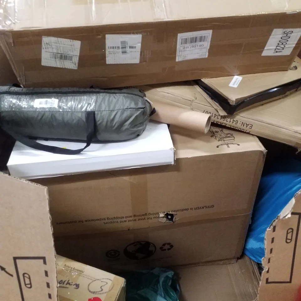 PALLET CONTAINING ASSORTED PRODUCTS INCLUDING TOWEL WARMER, ROLLER BLIND, CHILDRENS TRICYCLE, TOILET SEAT, 20" LED MONITOR & OFFICE CHAIR 