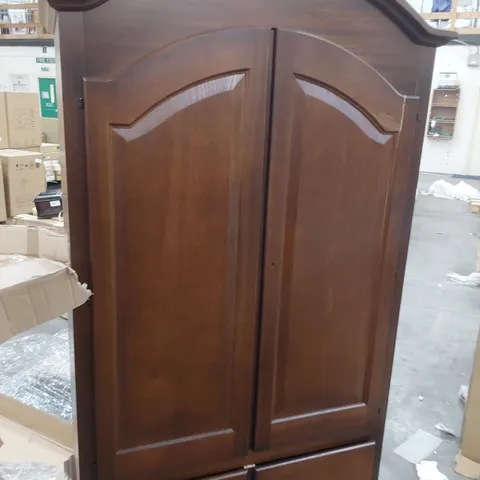 DESIGNER DOUBLE DOOR WARDROBE MAHOGANY EFFECT ON 2 DRAWER BASE