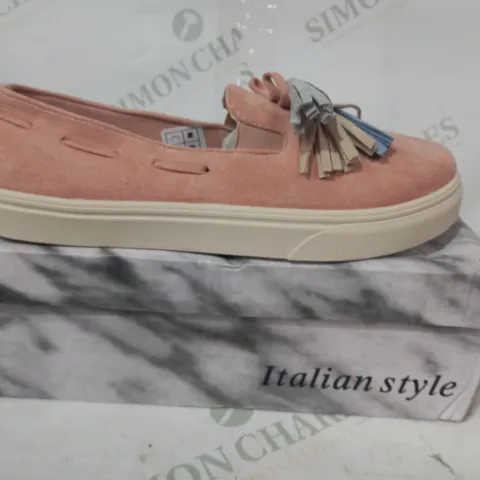 BOXED PAIR OF SEASTAR BLUE SLIP-ON SHOES IN PINK EU SIZE 39