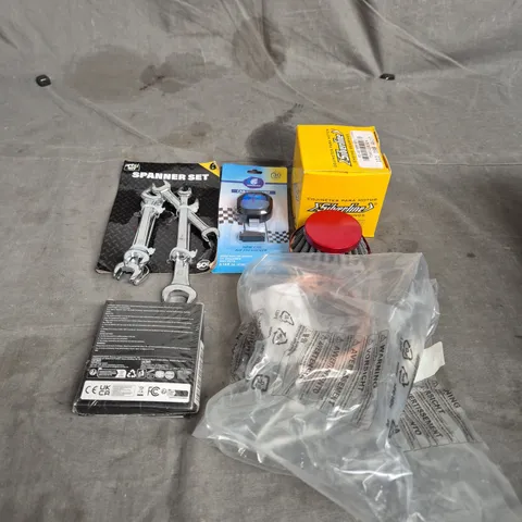 TOTE OF APPROXIMATELY. 15 ASSORTED CAR ITEMS TO INCLUDE SPANNER SETS , CAR AIR FRESHENERS AND ENGINE BEARINGS  